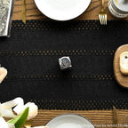 Artoid Mode Black Farmhouse Woven Rustic Hollow Table Runner, Seasonal Holiday Hollow Kitchen Dining Table Decoration for Home Party Decor 12x60 Inch