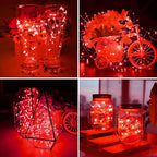 ZGWJ 100 Pack Fairy Lights Battery Operated, 7ft 20 Mini LED Fairy String Lights Silver Wire 3 Modes for DIY, Parties, Wedding, Bedroom, Halloween Christmas Decoration Red