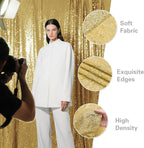 Gold Sequin Backdrop Curtain 2 Panels 2FTx8FT Glitter Photography Backdrop for Party Wedding Birthday Christmas Decorations