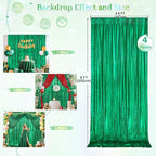 Wrinkle Free Green Backdrop Curtain for Parties Soft Photo Backdrop Drapes Curtains for Christmas Wedding Bithday Decor 4x8ft,4 Panels