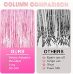 2 Pack 3.3x8.2 Feet Laser Pink Foil Fringe Backdrop Curtains, Tinsel Streamers Birthday Party Decorations, Fringe Backdrop for Graduation, Baby Shower, Gender Reveal, Disco Party