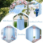 PARTISKY 10ftx10ft Blue Chiffon Sheer Backdrop Curtains, Wrinkle-Free Wedding Backdrop Drapes for Birthday Party Ceremony Arch Stage Decor Background for Photography 5ft x 10ft,2 Panels