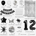 12th Birthday Decorations for Boys Girls, Black Silver Happy Birthday Party Decorations， 12 Year Old Party Supplies with Number 12 Balloons, Banner, Fringe Curtains Kit