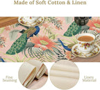Peacock Table Runner,Pink Flower Peacock Birds Table Runner for Home Kitchen Dining Party Indoor Outdoor Decoration 13x36 Inch
