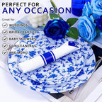 400PCS Pre Rolled Blue Plastic Silverware Sets - Heavy Duty Blue Cutlery - Include 100 Pack Wrapped Disposable Utensils with Napkins for Parties & Dinners & Weddings