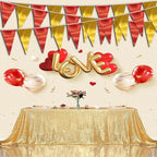 40M/130FT Red Gold Triangle Pennant Banner Flag Metallic Fabric Bunting Garland for Christmas Graduation Anniversary Birthday Engagement Wedding Anniversary Casino Party Decorations Supplies