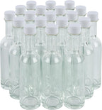 50 ml Mini Liquor Bottle Glass With Aluminum Lid and Heat Shrink 24 Pack (White Caps) for Liquor Sauce party Favor Beverage