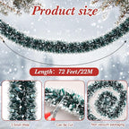 72 Feet Christmas Tinsel Garland Shiny Metallic Tinsel Twist Garland Streamers Ornaments Long Glitter Christmas Tree Hanging Decorations for Party Holiday Wedding Birthday Tree (Dark Green, Black)