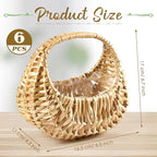 Taiyin 6 Pack Rattan Flower Girl Basket Small Half Moon Straw Wicker Basket with Handle Ideal for Wedding Flower Girl,Picnic,Garden Storage and Home Decor (Nature)