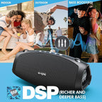 W-KING 120W Max Portable Speakers Bluetooth Wireless, IPX6 Waterproof Loud Bluetooth Speaker Boombox, Triple Passive Radiator/Subwoofer*2-70W Deep Bass/DSP/2 Pairing/42H/EQ/Party Large Outdoor Speaker