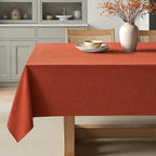 MIULEE Burnt Orange Linen Tablecloth 60x104 Inch Rectangle Table Cloth Waterproof,Stain Resistant & Wrinkle Resistant for Dining Party Wedding