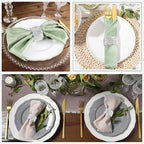 Silver Pearls 6pcs Napkin Rings Rhinestone Crystal Glass Framed Napkin Holder Handmade Serviette Buckles for Christmas, Easter, Thanksgiving Day Wedding Banquet Home Party Decoration Dining Table