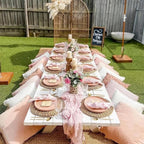 Dusty Pink Table Runner Cheese Cloth 10ft Gauze Runner Boho Cheesecloths Table Runner for Wedding Bridal Shower Birthday Sheer Fall Thanksgiving Boho Table Decoration