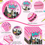 452 Pcs Girl Birthday Decorations for 50 Guests Pink Hero Paper Plates Napkins Cups Tablecloth Cutlery Straws for Pink Hero Girl Birthday Baby Shower Party Supplies