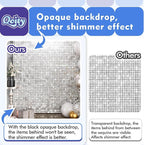 Qcity Matte White Sequin Wall Backdrop 24PCS, Black Back Not See-Through Design, Square Sequin Glitter Backdrop Panel, Perfect for Outdoor Events, Birthdays, Wedding and Party Decoration