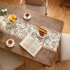 ISAENNE Designer Elegant Linen Floral Table Runner 102 Inches Long,Farmhouse Light Beige Durable Decor Table Runners for Dining Tables,Thanksgiving,Kitchen Tables,Christmas,12"*102"-Flora A