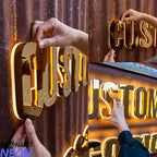 Custom Led Sign Business Logo Lights Signage Letters Backlit With Name Light Up Personalized Illuminated Name Address Sign for Wall Company Storefront Home Office Salon Cafe Studio