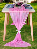 MDS Halloween Chiffon Table Runner - 20 Pack, 29 x 170 Inches, 14ft Each - Sheer Spooky Table Runners for Haunted House Parties, Trick-or-Treat Tables, Witchy Décor, Wedding & Events - Bubblegum Pink