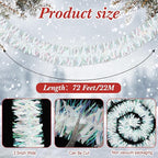 72 Feet Christmas Tinsel Garland Shiny Metallic Tinsel Twist Garland Streamers Ornaments Long Glitter Christmas Tree Hanging Decorations for Party Holiday Wedding Birthday Tree Wall Rail (White)