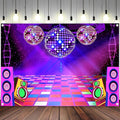 Dance Party Backdrop Retro 80s 90s Theme Stage Dance Ball Music Birthday Party Decoration DJ Photography Background 8 x 6 ft for Baby Shower Picture Photo Shoot Polyester Fabric, Blue
