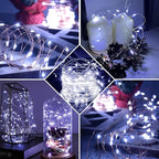 24 Pack White Fairy Lights 7Ft 20 LED Twinkle String Lights 3 Modes Battery Operated Waterproof Firefly Starry for Mason Jar Party Wedding Christmas Valentines Day Table Centerpieces,Cold White