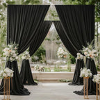 30ft x 15ft Black Wrinkle Free Backdrop Curtain for Parties, Silky Polyester Fabric Wedding Ceiling Drapes, 6 Panels 15ft Photo Back Drop Drapes for Baby Shower Photography Stage Background Cloth