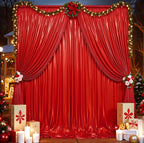 10ftx10ft Red Sequin Backdrop Curtain for Parties, Wrinkle Free Thick Glitter Sparkle Photo Backdrop Drapes 2 Panels 5x10FT Shimmer Back Drop Cloth for Wedding Birthday Photography Background