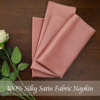 Manyshofu 50 Pieces Rose Gold Satin Napkins - 12x12 Inches Cloth Napkins, Square Satin Fabric Napkin Set - Smooth & Reusable Table Napkins for Wedding Dinner Party Lunch Banquet Restaurant Decoration