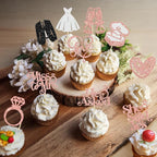 Gyufise 30Pcs She Said Yes Cupcake Toppers Glitter Diamond Ring I Do Love Cupcake Picks Miss to Mrs He Asked Bridal Shower Wedding Engagement Bachelorette Cake Decoration Rose Gold