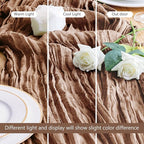 Asee'm Cheesecloth Table Runner 120 Inches Long Brown Boho Gauze Cheese Cloth Runner 10FT Rustic Sheer Fall Table Runners for Thanksgiving Wedding Party Baby Shower Decoration