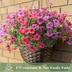 Artificial Flowers for Outdoors 12 Bundles, UV Resistant Colorful Fake Silk Flower Outdoor Planter Garden Decor Indoor Decorations