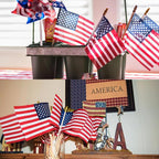100pcs Small American Flags on Stick, Handheld 4 x 6 Inchs Mini American Flags with Kid-Safe Golden Spear Top, US Flags for 4th of July Decorations Outdoor, Independence Day Decorations