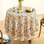 ISAENNE Designer Bohemian Floral Small Round Tablecloth,Linen Colorful Table Cloth,Wrinkle Resistant Decor Tablecloths for Dining Thanksgiving Kitchen Party Christmas,Diameter 55"-Estevan B