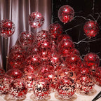 Red Foil Confetti,Round Dots Glitter Table Confetti,Sparkling for Party Decorations(1.76 OZ)