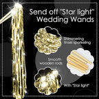 100 Pcs Lighted Wedding Wands LED Tinsel Wands Light up Streamers Sparklers for Wedding Send Off and Exits Birthday Party Props Favors(Gold)