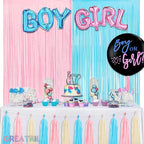 Pink and Blue Party Photo Backdrop - GREATRIL Foil Fringe Tinsel Streamers for Pastel/Easter/Birthdays Party Decorations - 3.2ft X 8.2ft - 2 Packs