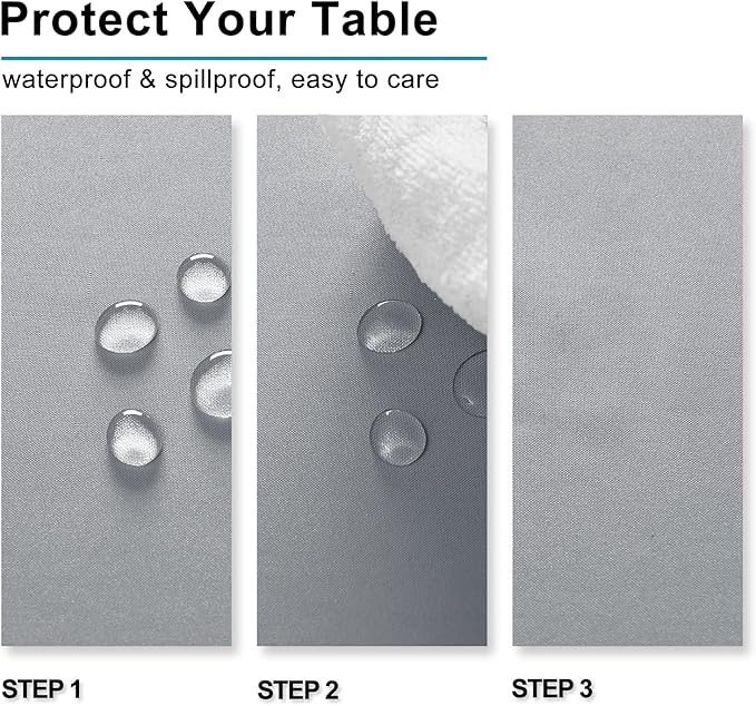 Hiasan Silver Grey Rectangle Tablecloth - Waterproof and Spillproof Washable Fabric Table Cloth for Dining Room Kitchen Party and Outdoor, 60 x 84 Inch