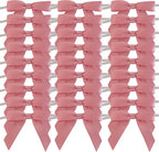 50pcs 2-1/2" Rose Gold Satin Ribbon Bows with Twist Ties Pink Satin Ribbon Bows for Candy Party Decoration Gift Packing Wrapping Accessories(2.5“,Rose Gold)