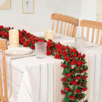 KHOYIME 18 Pack 144 FT Artificial Flower Garland, Fake Red Roses Vines Silk Flowers Faux Plastic Outdoor Hanging Floral Ivy Garland Decoration for Wedding Arch Bedroom Home Wall Backdrop Room Decor
