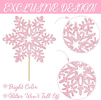 Snowflake Centerpiece Sticks Winter Frozen Theme Party Decorations 12PCS Glitter Snowflakes Table Toppers Ice Snowflake Centerpieces for Christmas Holiday Birthday Party Baby Shower Supplies