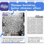 Qcity Silver Shimmer Wall Backdrop 24PCS, Black Back Not See-Through Design, Square Sequin Glitter Backdrop Panel, Perfect for Outdoor Events, Birthdays, Wedding and Party Decoration
