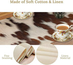 Farmhouse Cow Skin Print Table Runner, Safari Wildlife Brown Country Farm Cowhide Pattern Cotton Linen Rustic Cottage Table Runner for Dinning Home Party Holidays Home Setting, 13x36 Inch