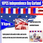 10 Pack 10 Feet Foil Fringe Garland Metallic Tinsel Streamers Banner Wall Hanging Backdrop for Parade Floats, Bachelorette, Wedding, Birthday, Independence Day Party Decorations(Red Blue White)