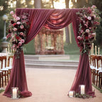 Arch Drapes for Wedding Arch Draping Fabric Burgundy Sheer Backdrop Curtain for Ceremony Bridal Party Decor 19Ft Length x 28" Width 2 Panel
