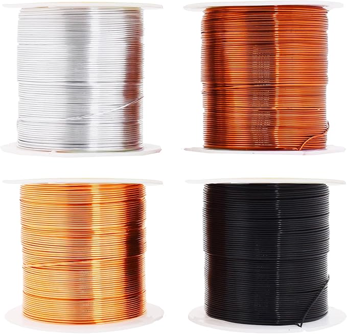 Mandala Crafts 22 Gauge Anodized Aluminum Craft Wire for Jewelry Making - 400 FT Colored Flexible Neutral Wire - Bendable for Bonsai Armature Crafting Sculpting