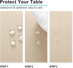 Hiasan Rectangle Tablecloth - Waterproof Washable Fabric Table Cloth for Wedding, Banquet, Gathering and Dining Room, 90 x 132 Inch, Beige