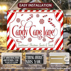 Christmas Candy Cane Lane Metal Tin Sign Traditional Christmas Sweets and Treats Winter Sign for Home Living Room Outdoor or Indoor Wall Decor Gift Christmas Candy Cane Lollipop 12x16Inch