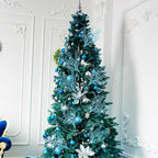 8 Pcs Blue Coastal Ornaments for Christmas Tree Artificial 15.7inch Glitter Coastal Ocean Branch Artificial Flowers Christmas Tree Filler Twigs Plants Xmas Ornaments for Vase Gift Wreath
