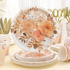 175PCS Floral Plates and Napkins Sets, Floral Party Supplies Plates, Cups, Spoons, Fork, Napkins - For Women Birthday Party Decorations