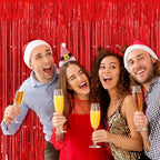 6 Pack Red Foil Fringe Curtains Backdrop, 3.28 x 8.2 Ft Metallic Streamers Tinsel Curtains Background for Photo Booth, Birthday, Weddings, Carnivals, Graduation, Themed Party Decorations